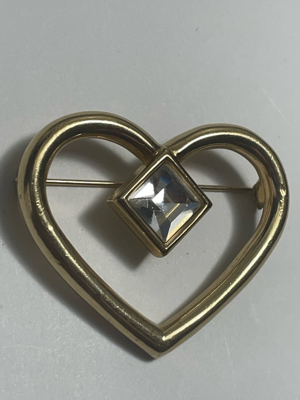 Vintage GIVENCHY Heart Princess Crystal Gold Brooch